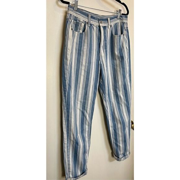 🔴 American Eagle blue and white striped mom jeans size size 6 - Picture 6 of 16